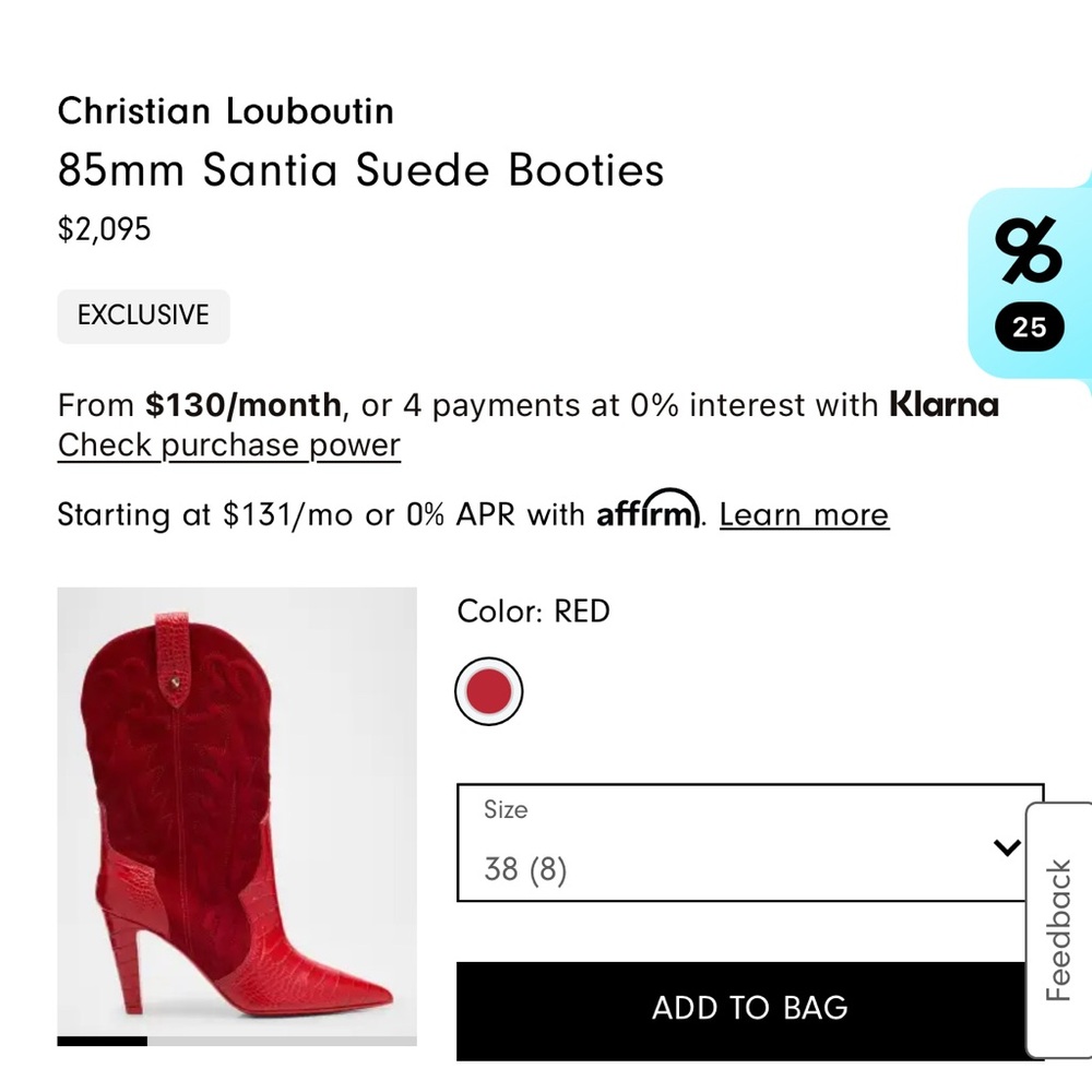 Christian Louboutin Red Suede Heeled Boots